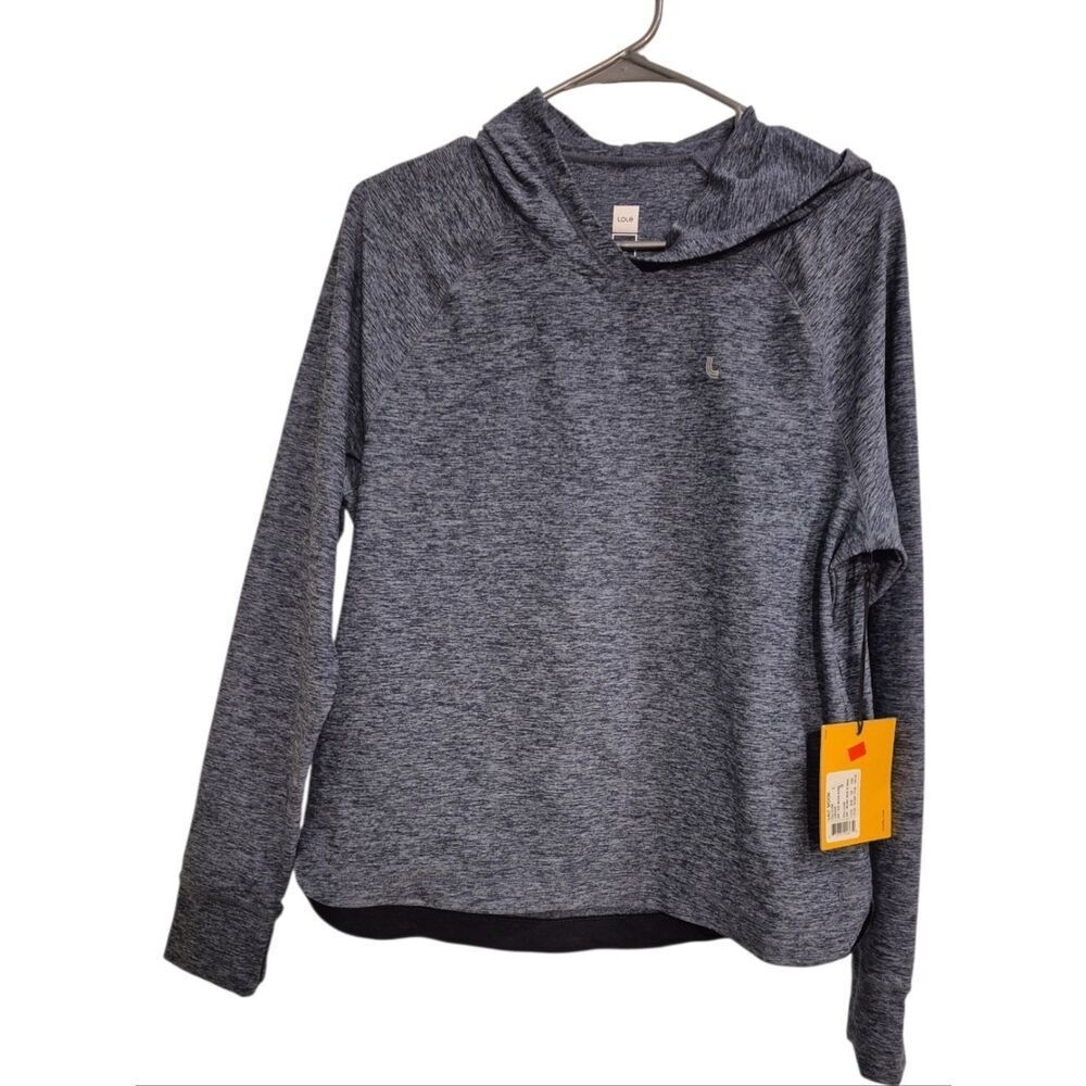 Lole Womens Half Moon Pullover Hoodie Blue Anchor Heather Nwt Large